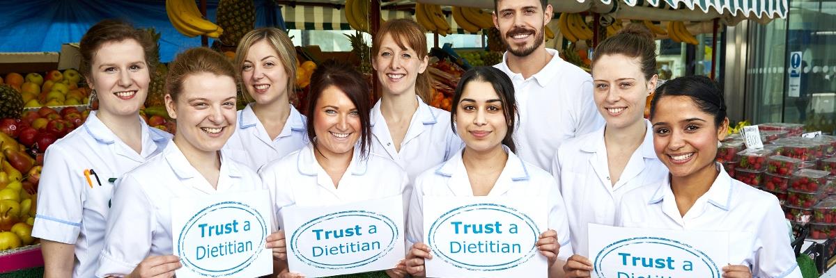 Dietitians outside Queen Elizabeth Hospital Birmingham