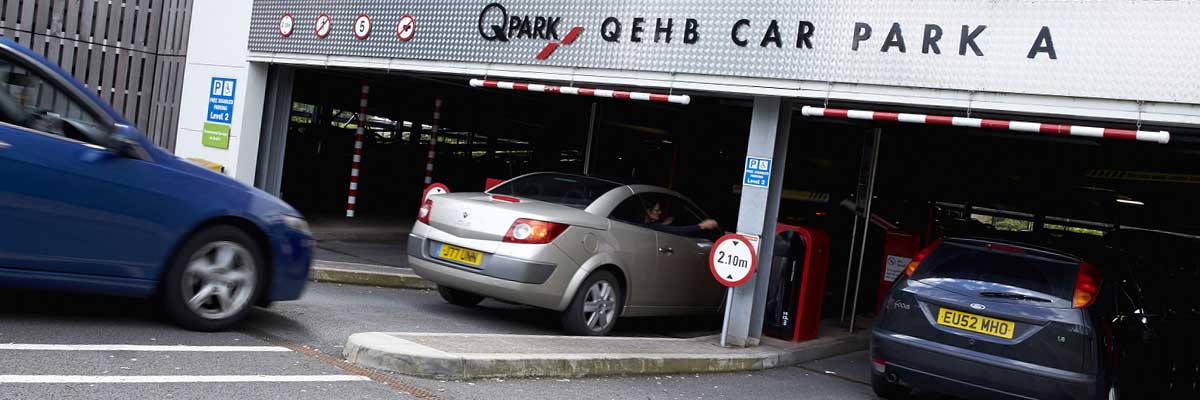 Cars entering Car Park A at QEHB