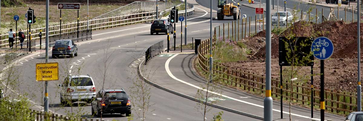 Cars on the road surrounding the QEHB site