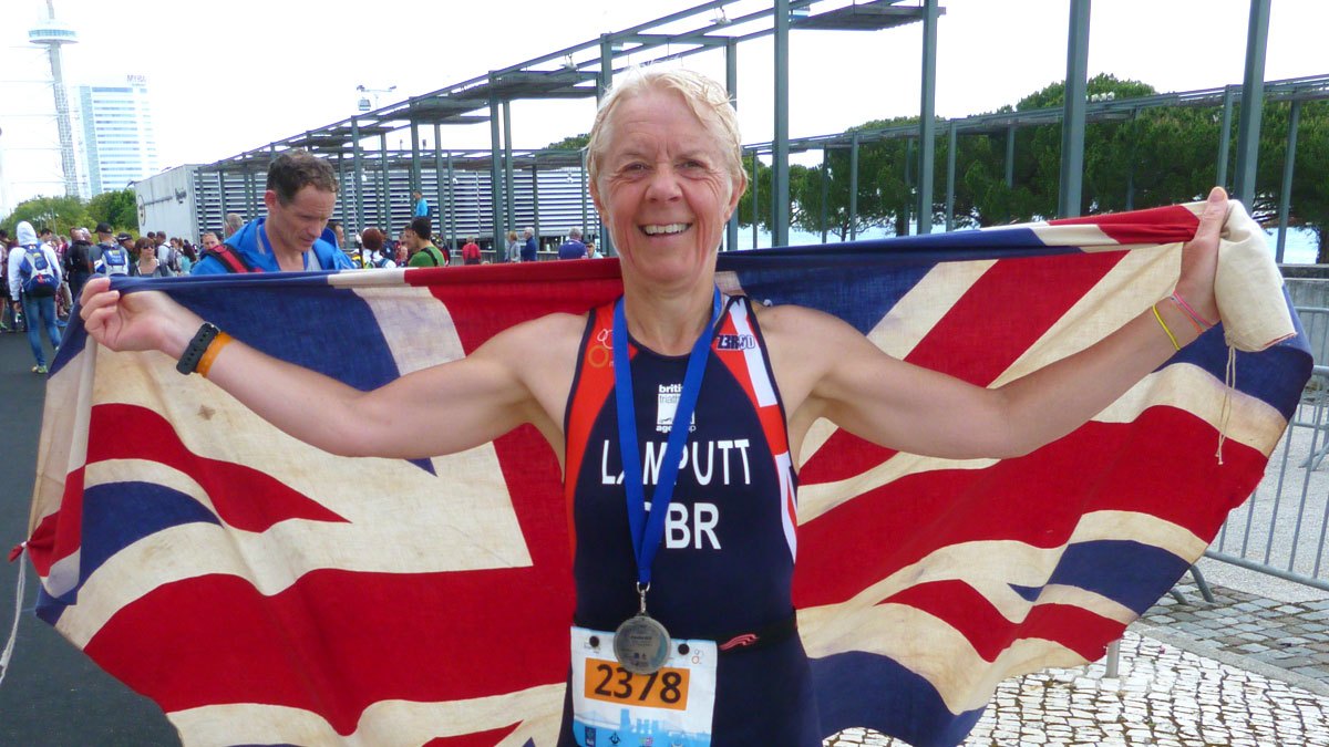 Alison Lamputt pictured after completing a triathlon